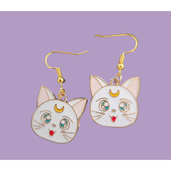 Handmade Jewelry - Sailor Moon Cats Artemis Lunar Guardian Earrings